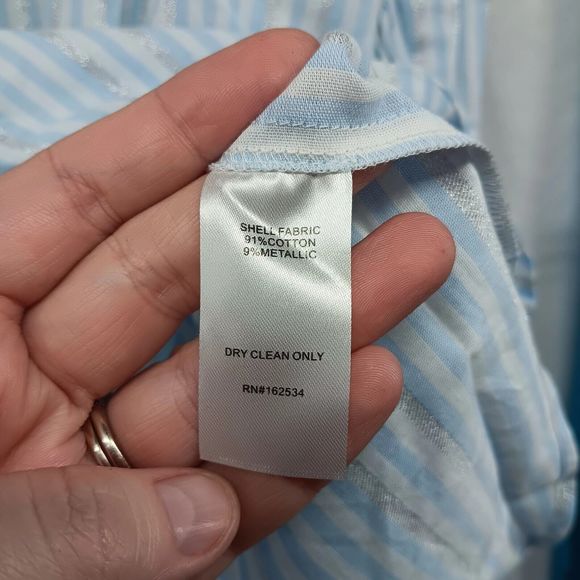 NWT & Bag Emily McCarthy Lolli Top Blouse $180 MSRP Blue Metallic Stripe Size S - Picture 11 of 13